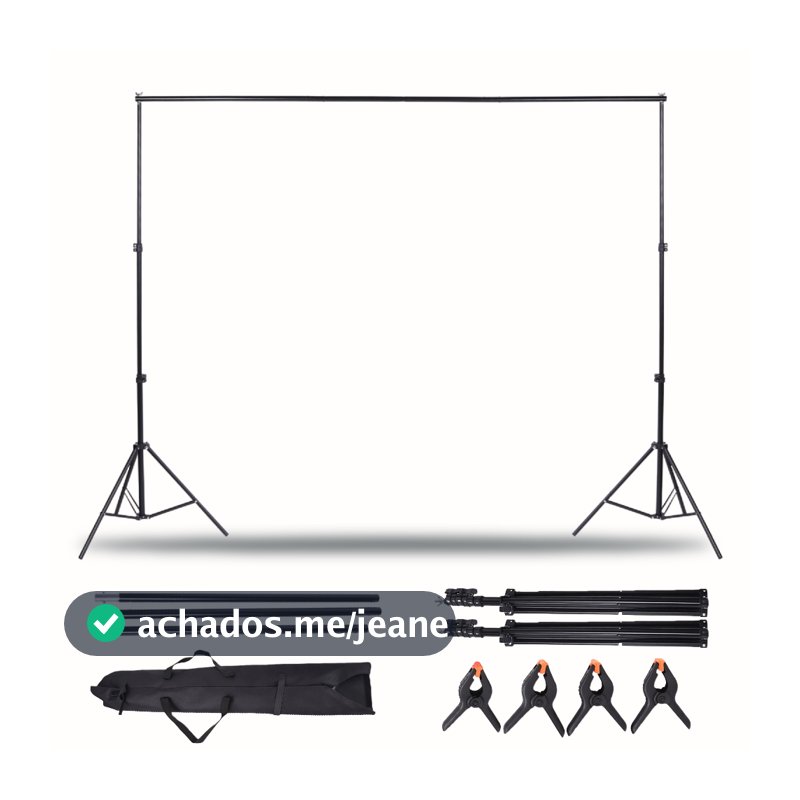 Suporte Fundo Infinito+ Bolsa+ 4 Presilhas Fotográfica 2x2