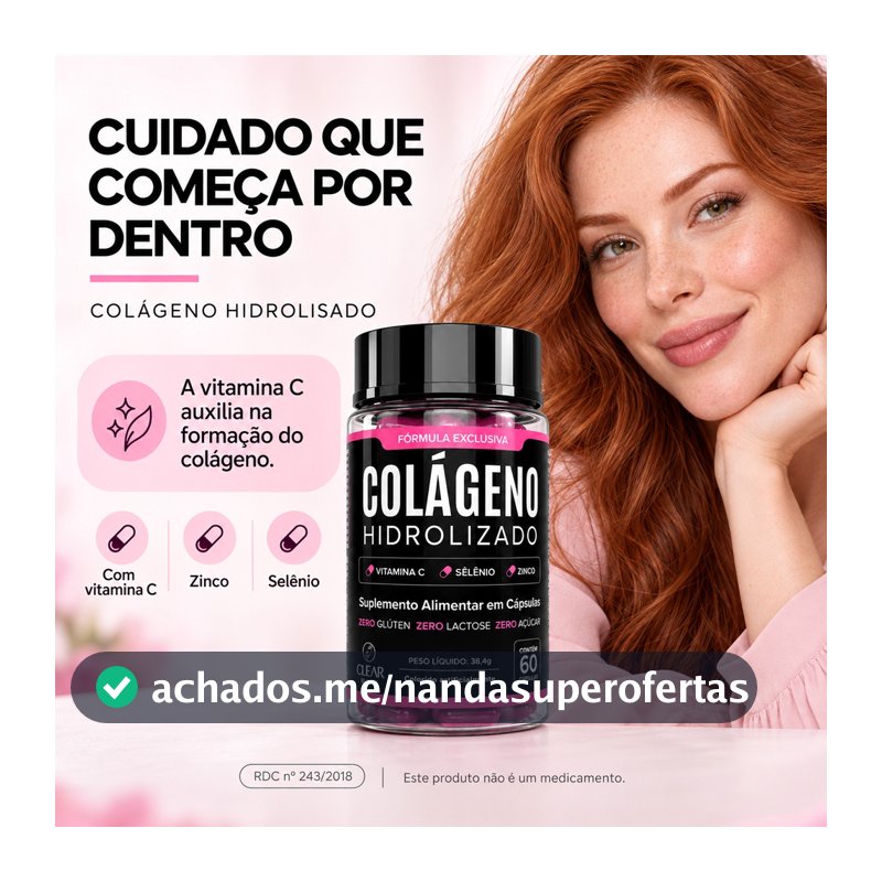 Colágeno Hidrolisado Com Selenio e Zinco Zero Açúcar e Verisol - 60 Cápsulas -  Original