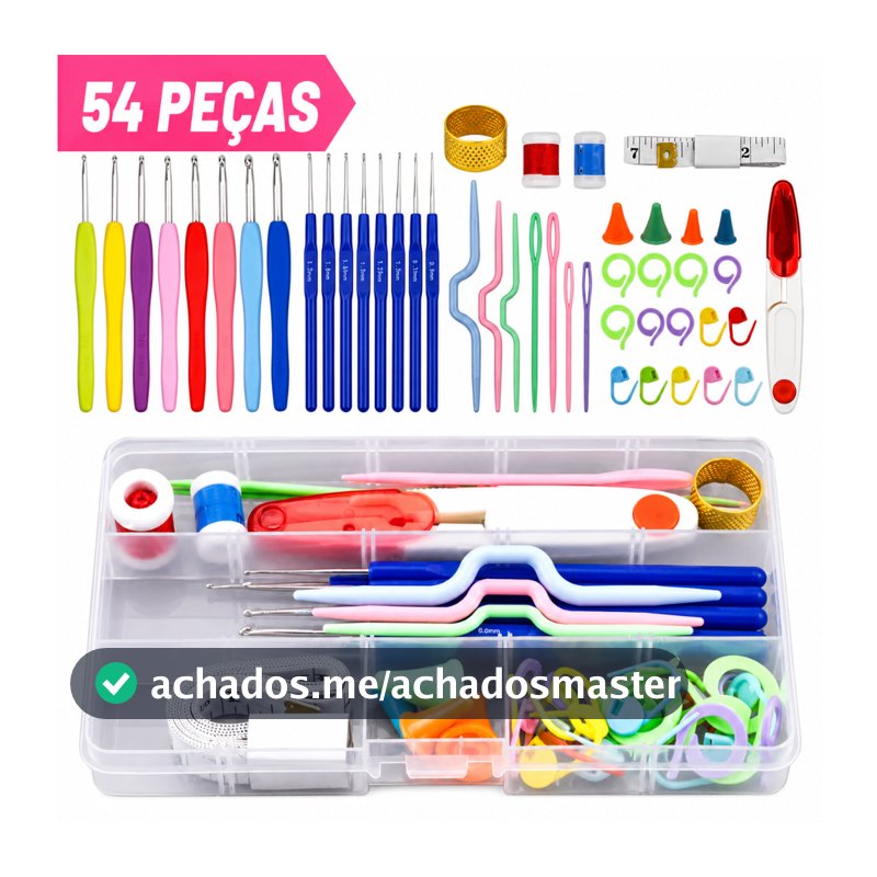 Kit Agulha Barbante Para Crochê Profissional C/12 ou 8 Peças agulhas