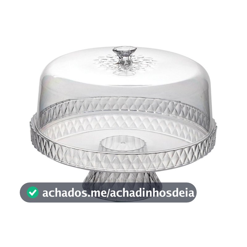 Boleira com Pé Tampa Porta Bolo Tortas Doces Transparente Redonda Natal Mesa Posta Plasútil