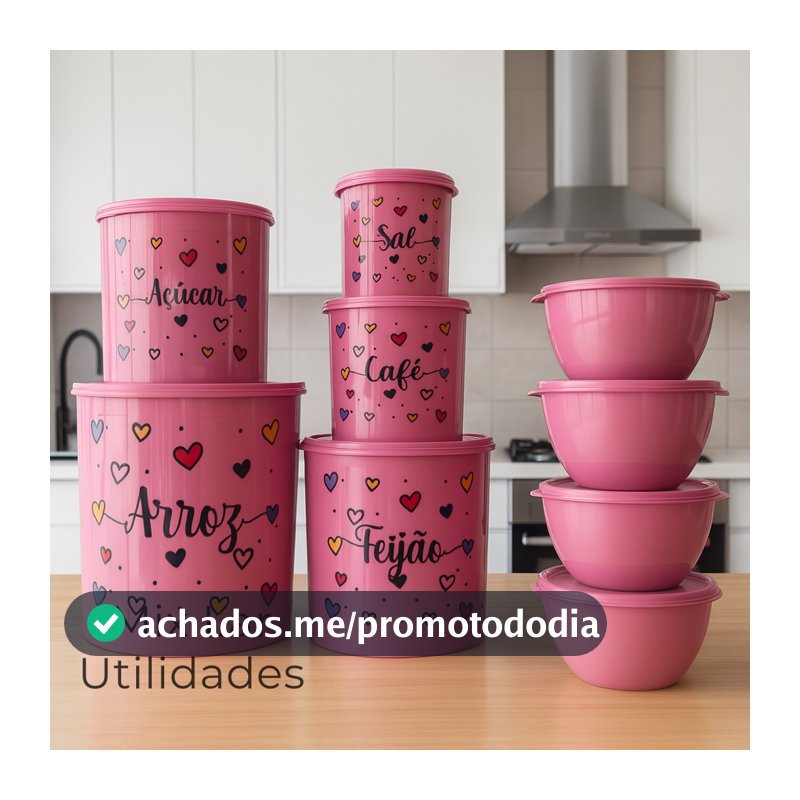 Kit de potes para mantimentos 5 Peças + 4 potes redondos herméticos para cozinha