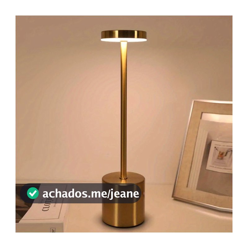 Luminária de Mesa Touch LED Recarregável Sem Fio - Candeeiro Dimerizável em Alumínio