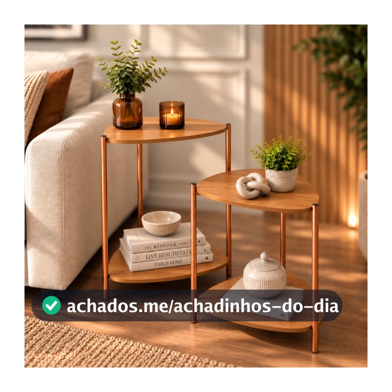 Conjunto mesa lateral canto sofá apoio sala de estar design orgânico moderna industrial aço decoração