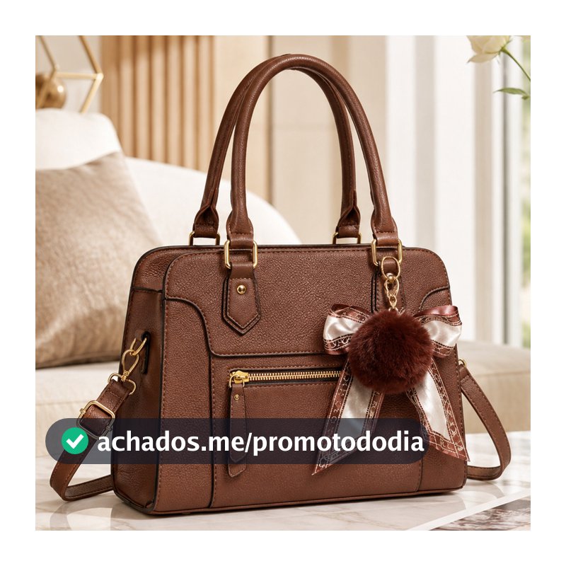 Bolsa Feminina Com Laço Pompom Alça Transversal Removivel Bolsa De Mão Casual Elegante Varias Cores