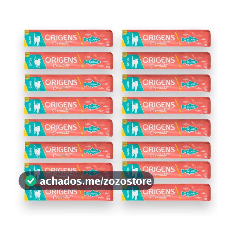Kit 4x Petisco Origens Creminho Salmão para Gatos - 60g - 16 unidades VAL 11/26