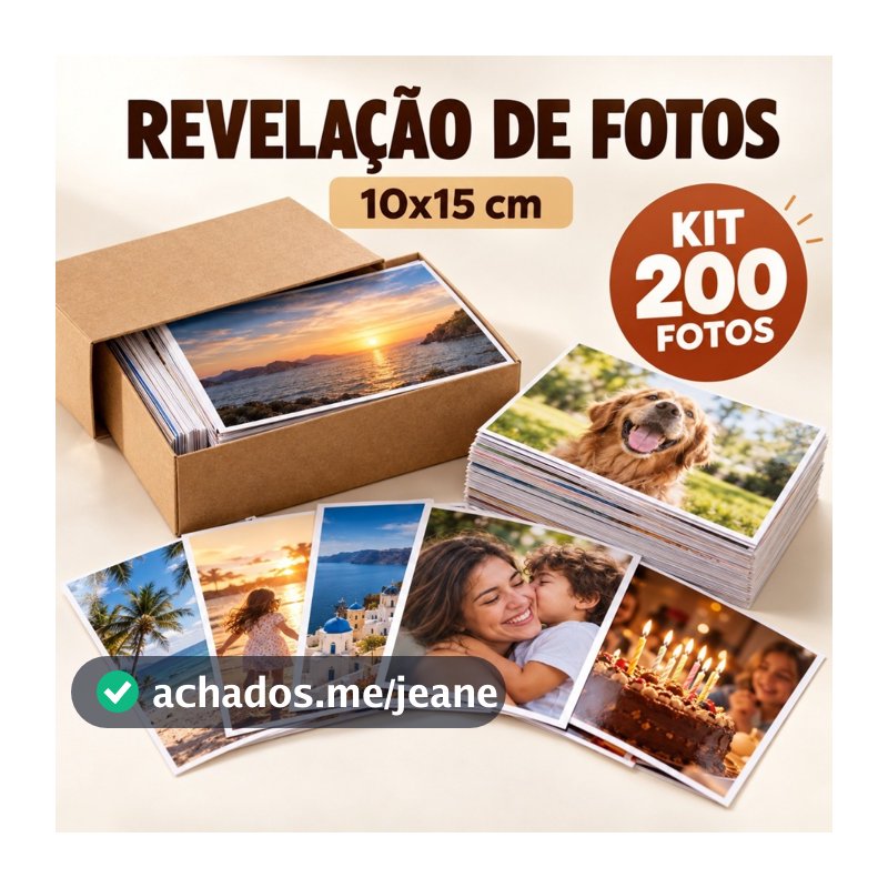 Pacote 200 Fotos Papel Fotográfico Brilhante Premium Revelação de Fotos