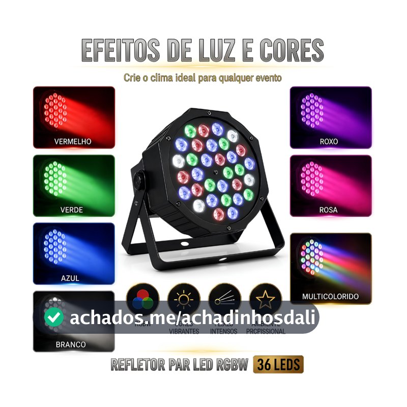 Canhão Refletor 36 LEDs RGBW Profissional 36W MiniMen Bivolt para Festas, Shows e Eventos