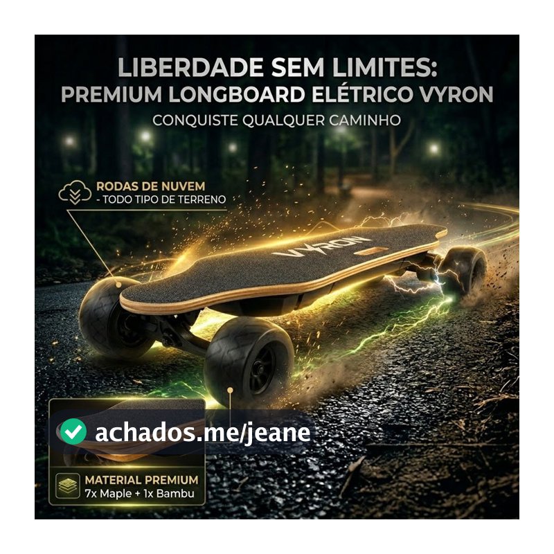Skate Elétrico Longboard Vyron 600W Profissional Rodas de Nuvem 40km/h Adulto