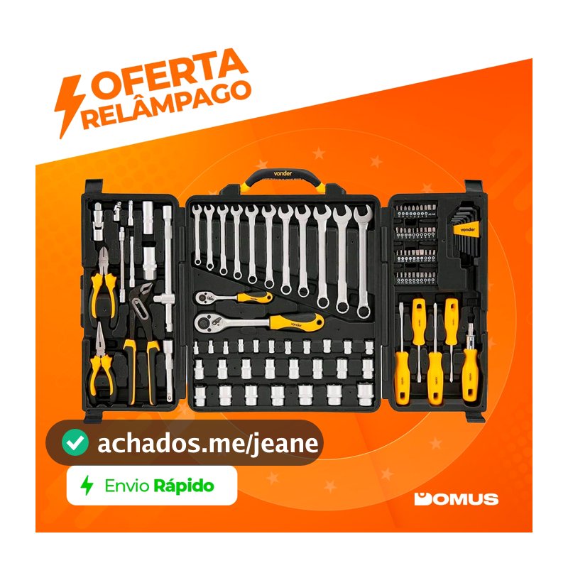 Jogo de Ferramentas com 110 Peças Aço Cromado Embalagem Fechada Vonder