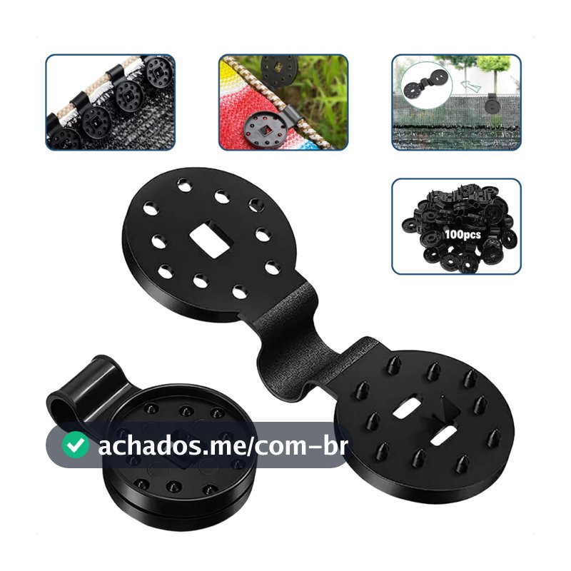 Presilha Agroclip Kit 100 Pçs Fixador Tela Sombrite Rede Proteção Sombreamento Estufa Jardim Horta Plástico Fixador
