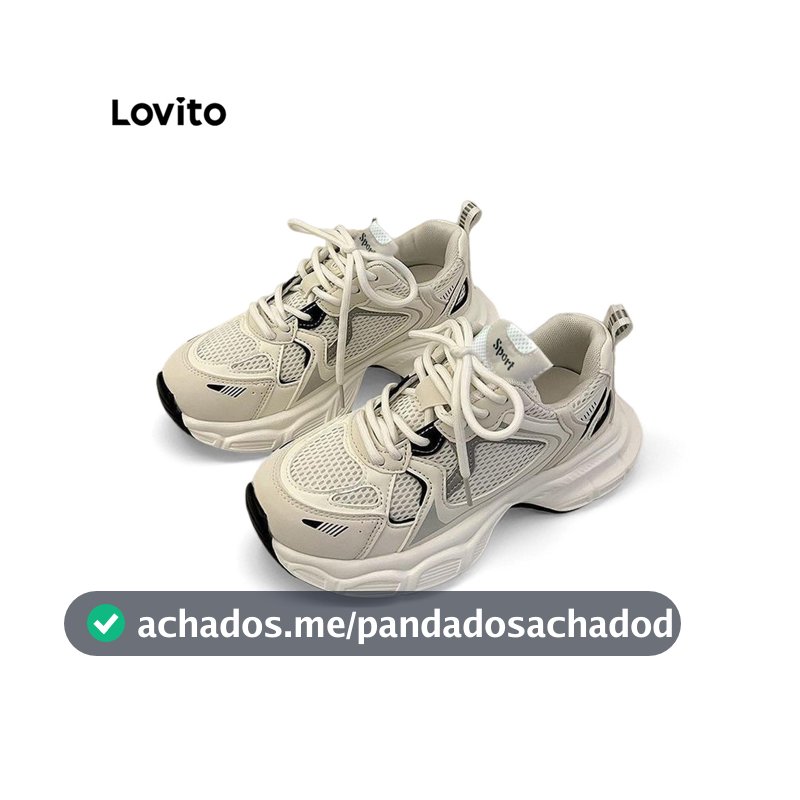Lovito Casual Tênis Feminino Liso Respirável e Leve de Sola Alta Branco Combina com Tudo para Outono e Inverno LFA40382