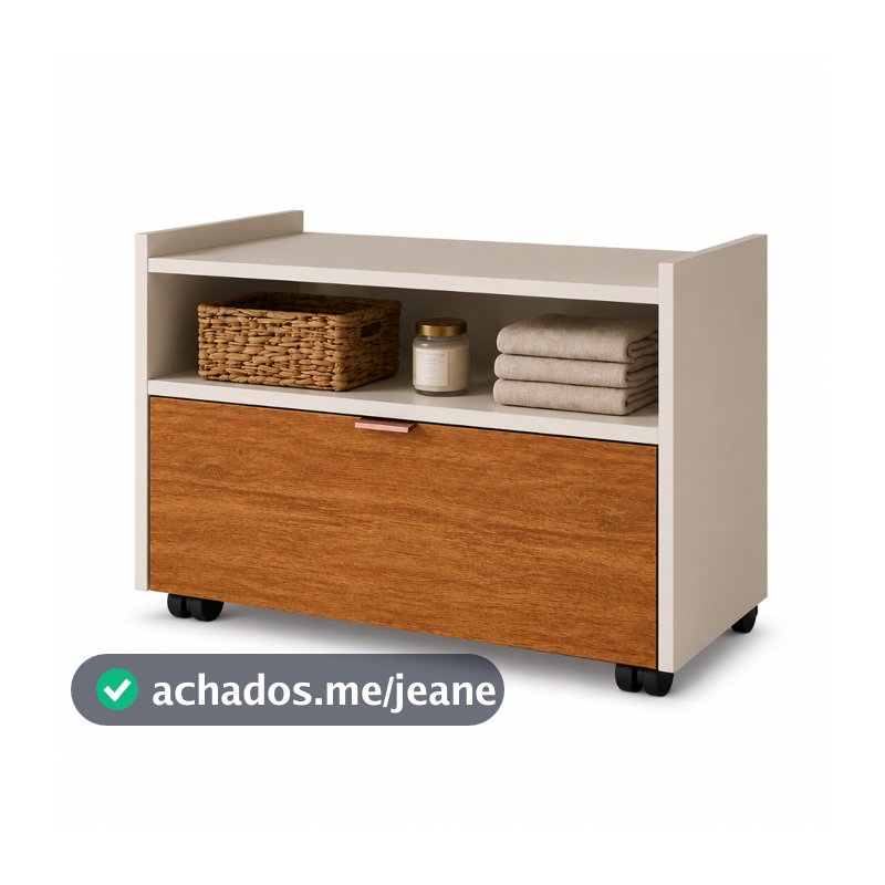 Gabinete Banheiro e Lavabo Organizador Multiuso Com Rodízios Nicho e Porta Basculante