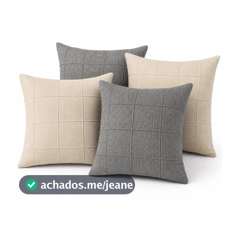 Kit 4 Capas Almofada 40x40 Linho Rústico Moderno Toque Macio Luxo Sofá Poltrona Sala Quarto Zíper
