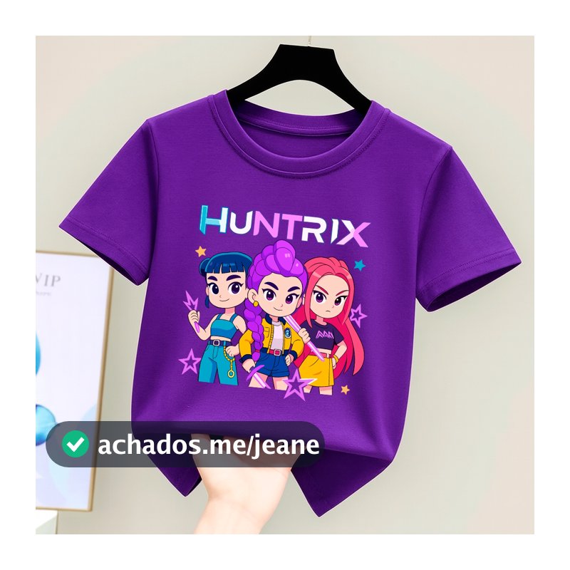 Camiseta De Algodão Infantil Menina T-shirt Huntrix Cores Diferenciadas