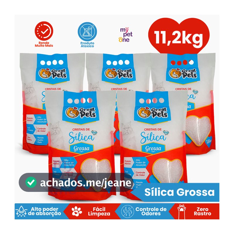 Kit 5 Areia Sílica Grossa Great Pets para Gatos - 1,6 Kg
