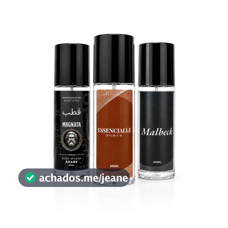Kit 3 Body Sprays Masculinos Malbeck + Essencialle + Árabe Magnata 200ml | Perfume Amadeirado • Alta Fixação