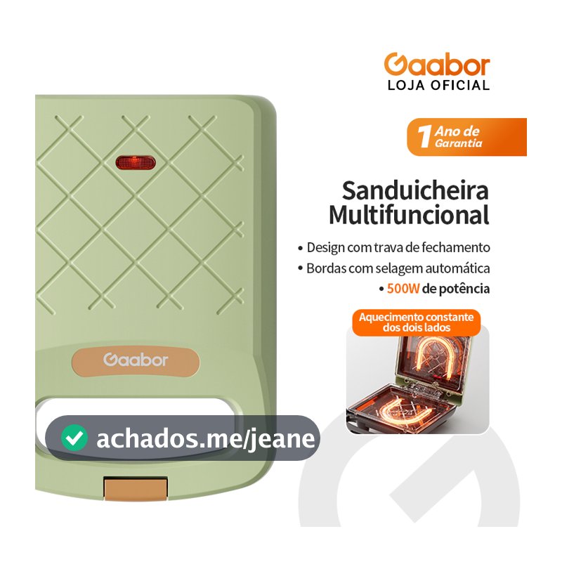 Gaabor Sanduicheira Elétrica Compacta Antiaderente Fácil Limpar Selagem 6mm Sem Vazar EH-M02A