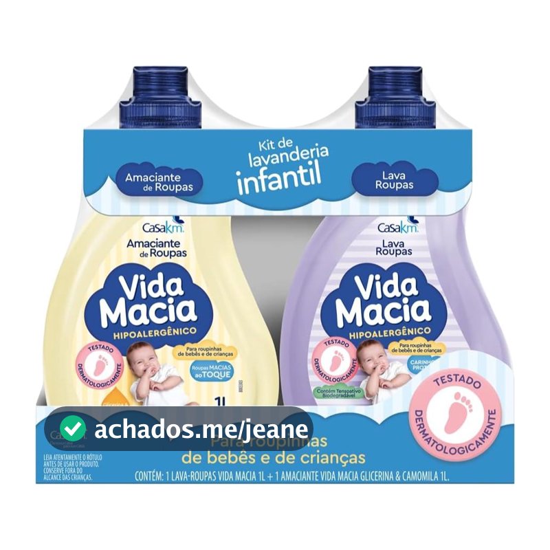 Kit Vida Macia para roupinhas de Bebê 1 Lava Roupas 1L + 1 Amaciante Glicerina Camomila 1L