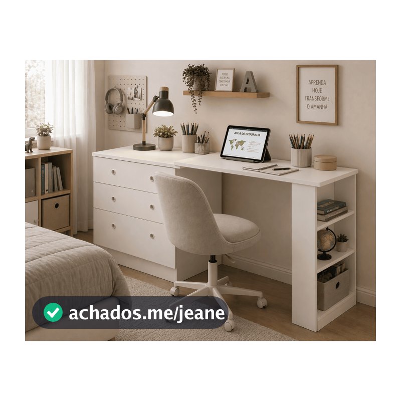 Escrivaninha Multifuncional com Gavetas Mesa para Escritório Home Office Estudo Compacta Moderna
