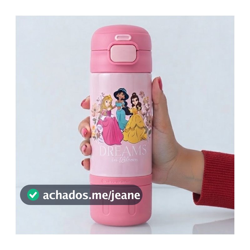 Garrafa Térmica Capsule 450ml Princesas Dream Rosa Infantil Zona Criativa