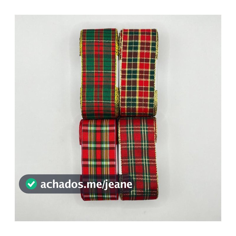 Fita para Laço Xadrez Decorativa Natal 38mm 10 metros