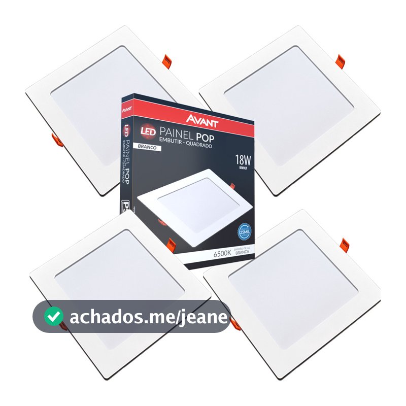 4 Painel Led 18w Quadrado Embutir Branco Frio Bivolt 21cm
