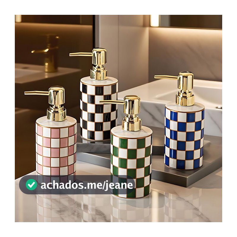 Dispensador Elegante De Cerâmica Xadrez Para Lavagem Corporal E Shampoo Portátil Banheiro/Hotel Caixa De Armazenamento D