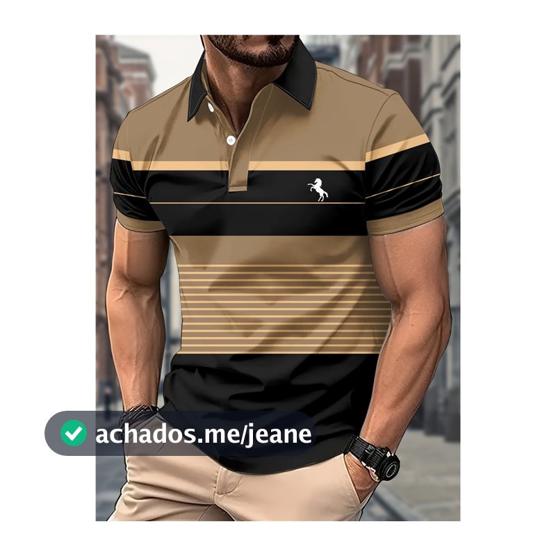 Camisa Polo Masculina Clássica Com Botões E Lapela Multiopção Manga Curta