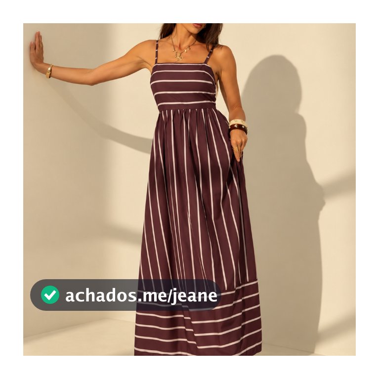 Vestido Longo Feminino de Alcinha Casual Verão Soltinho Estampado Listrado e Poá