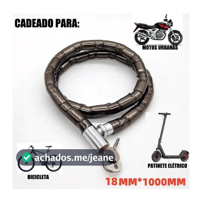 Cadeado Para Moto Bicicleta Bike Capacete Portão Porta Corrente Segurança Antifurto Trava Grossa