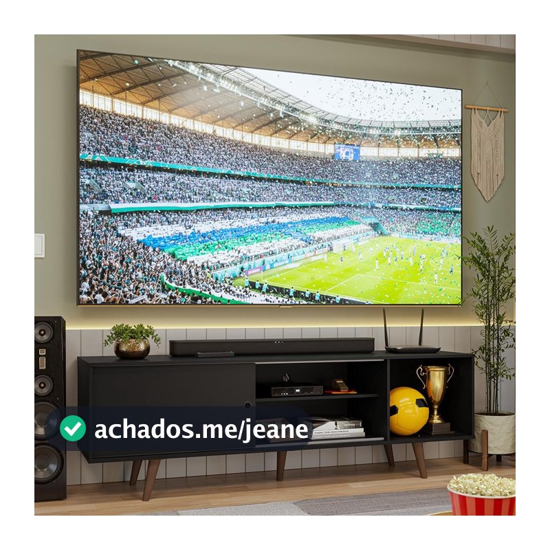 Rack para TV até 80 Polegadas 160cm com Pés Preto/Rustic Torino Madesa
