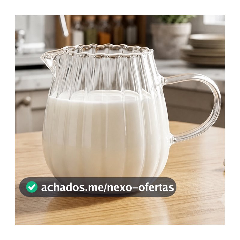 Jarra Leiteira De Vidro Borossilicato Lótus 300ml Hauskraft Para Café e Mesa Posta