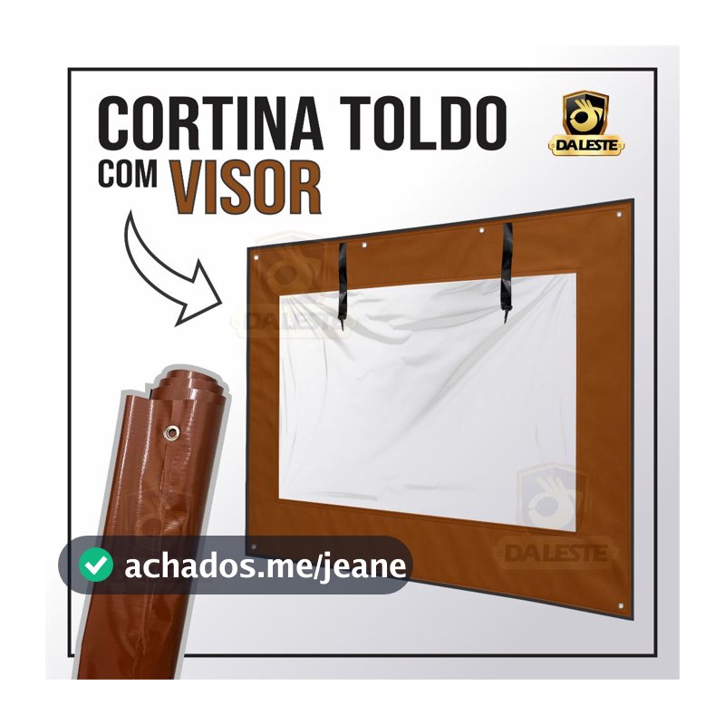 Cortina Toldo Com Visor Lona Impermeável Dupla Face Ilhós Diversos Tamanhos Sacada Portão Quintal
