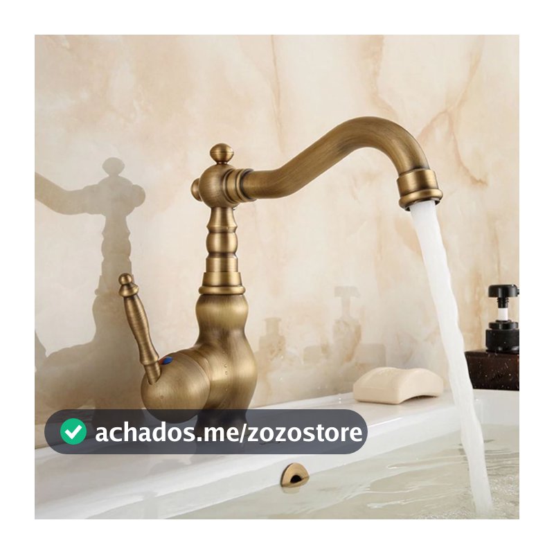 Torneira Banheiro Lavabo Lavatório Cozinha Bancada Vintage Provençal Metal Latão Bronze Ouro Velho