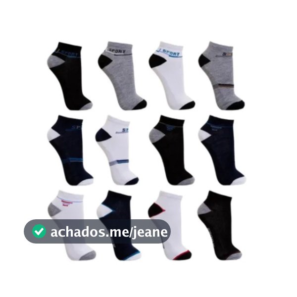 Kit 12 Pares de Meias Soquete Masculinas Cores Variadas