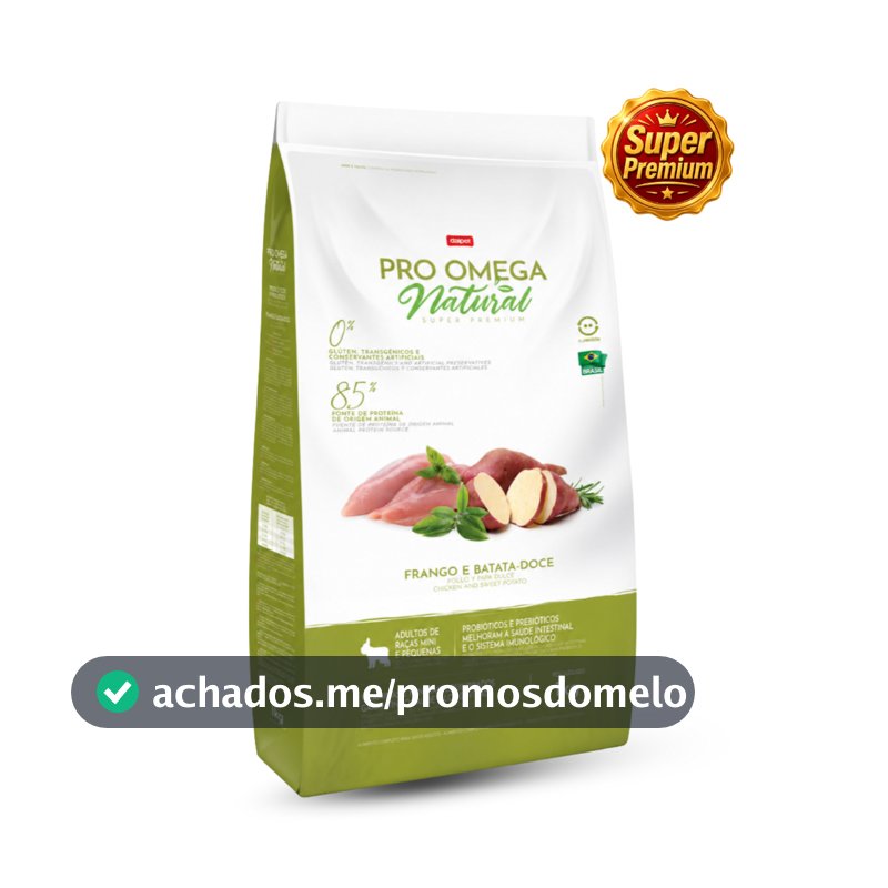Ração Para Cães Adultos Raças Pequenas Pro Omega Natura 1kg Frango Batata-Doce Super Premium