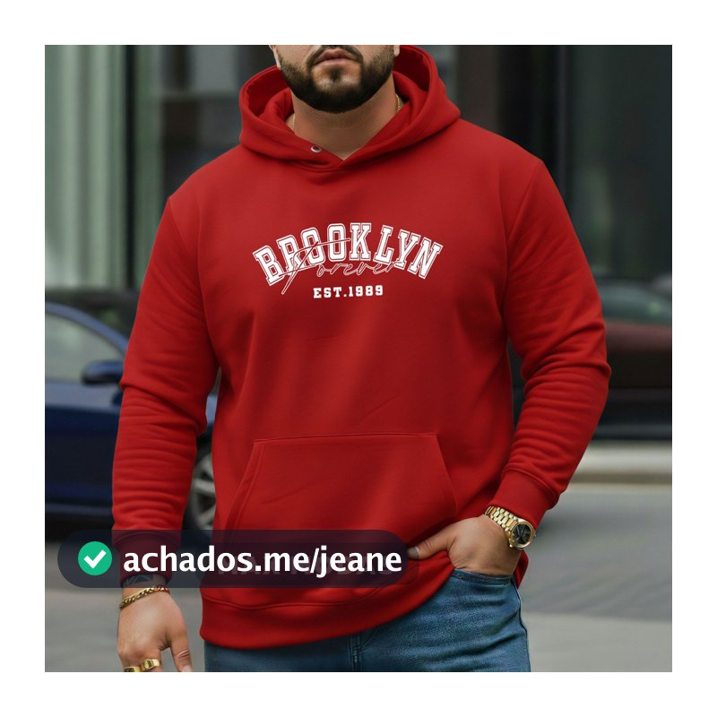 Blusa De Frio Moletom Plus Size  G1 G2 G3 G4 G5 Em Algodão Com Capuz Broklyn