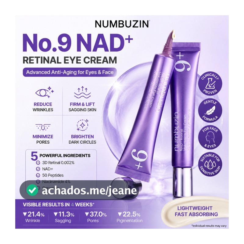NUMBUZIN No . 9 NAD + Creme De Olhos Retinal 20ml | Cuidado Antienvelhecimento Para Rugas Os Reafirmante Iluminador