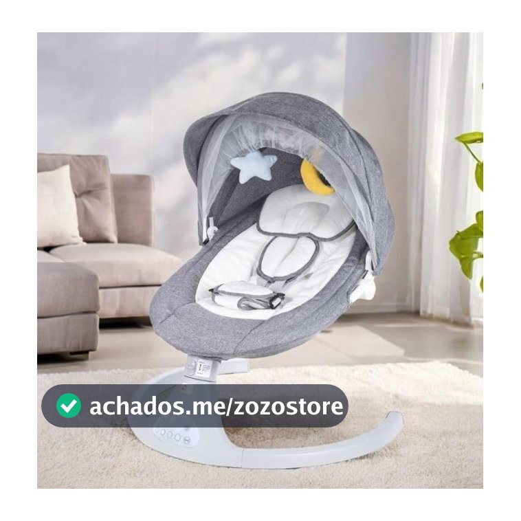 Cadeira de Descanso Balanço para Bebê com Música Mosquiteiro Controle Remoto Premium