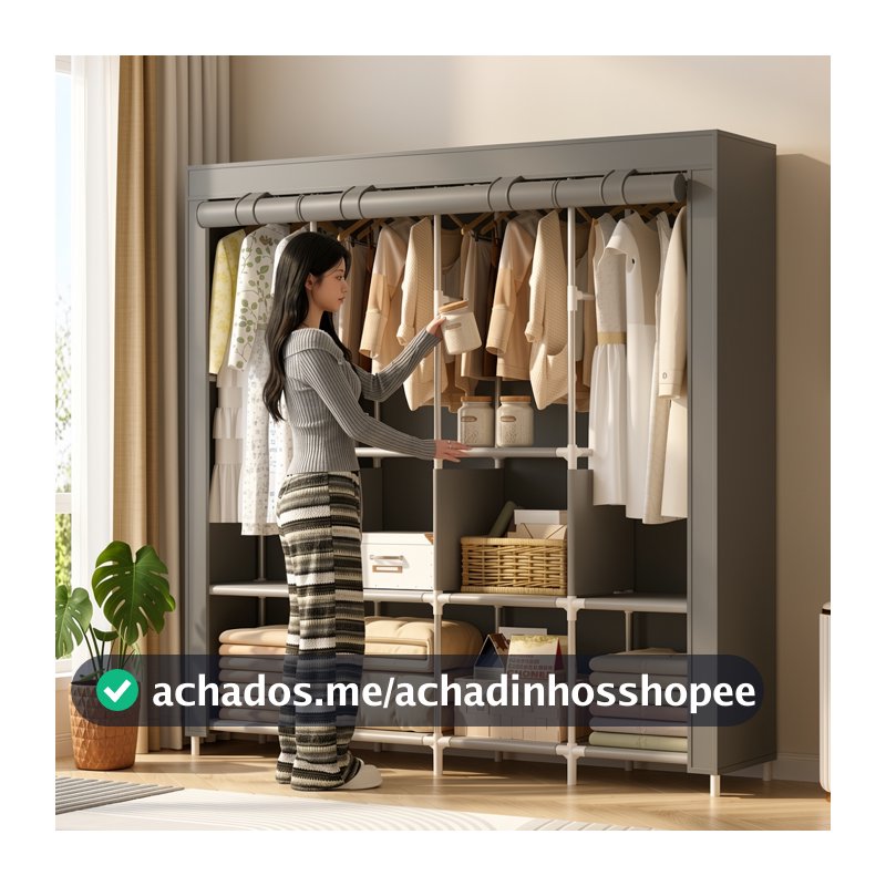 🔥Guarda Roupa Portátil Armário Desmontável Organizador Prático de Solteiro de Casal de King