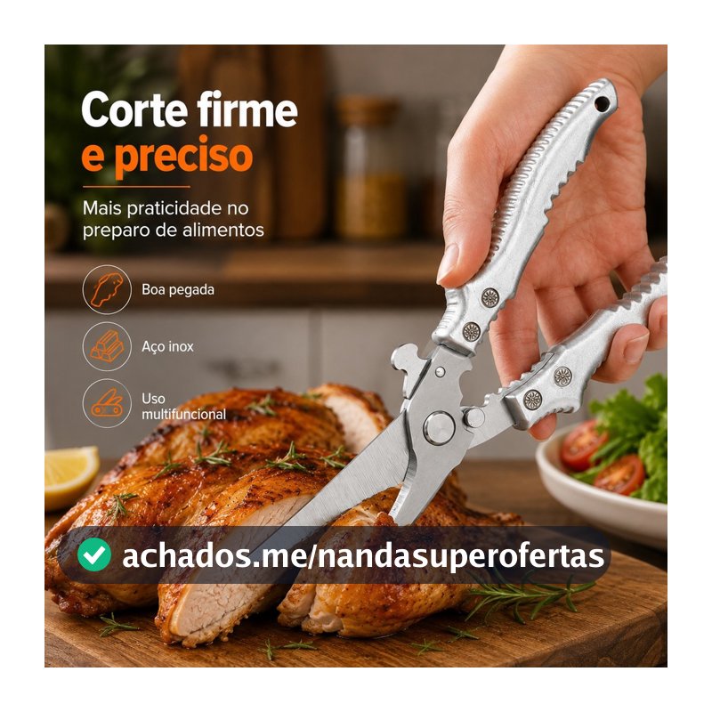 Tesoura Profissional de Cozinha Multifuncional para Frango Carnes Legumes e Aves
