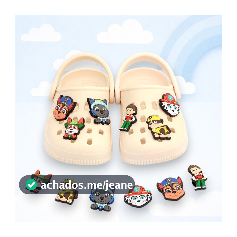 Sandália babuche infantil menino masculina bottons removíveis patrulha canina confortável leve