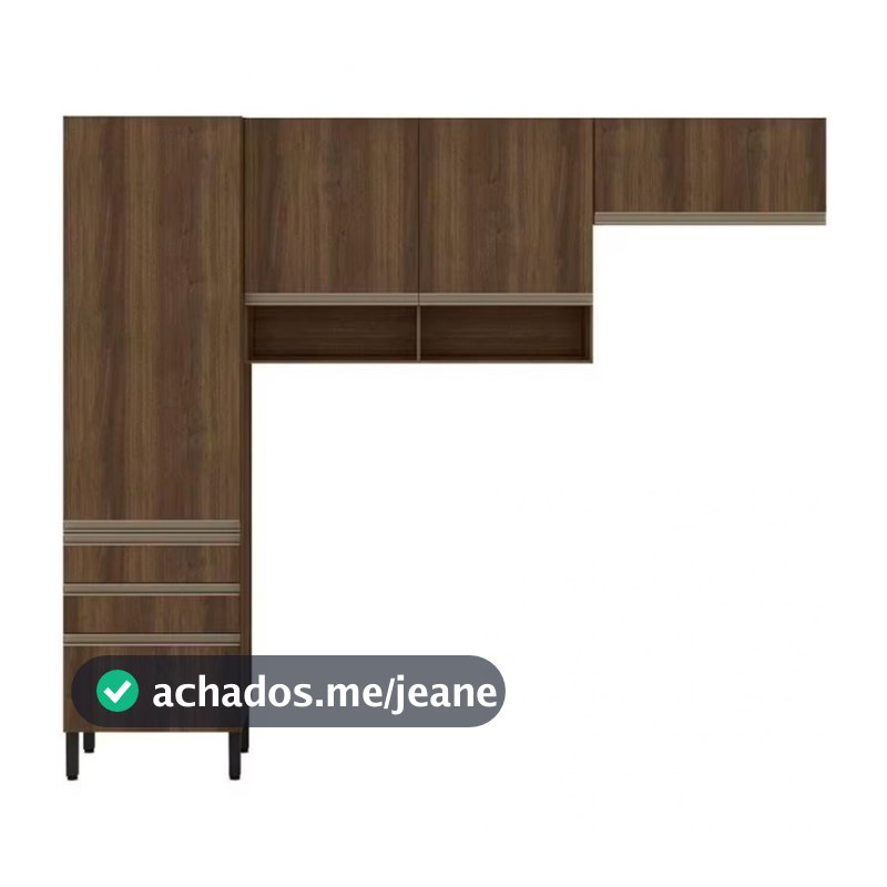 Cozinha Compacta Jaspe com 4 Portas 3 Gavetas e 5 Prateleiras Bartira