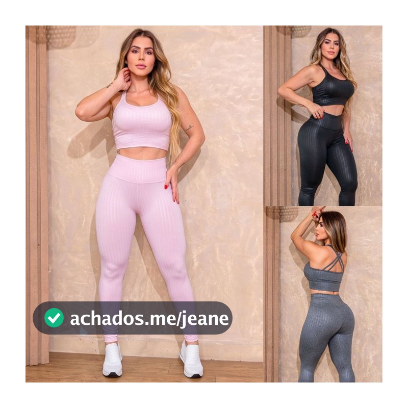 Conjunto Fitness Top Suplex Texturizado Legging Cintura Alta Confort Casual Versátil Academia Oferta