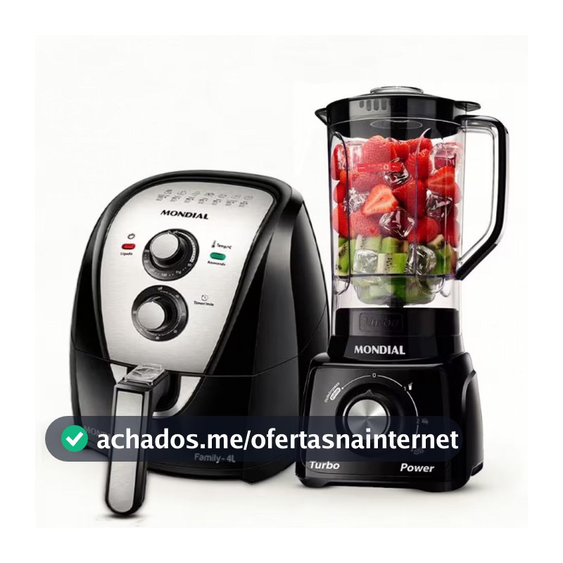 Fritadeira Elétrica Sem Óleo Air Fryer AFN40BI 4L + Liquidificador Turbo Power L-99 FB 500W Mondial