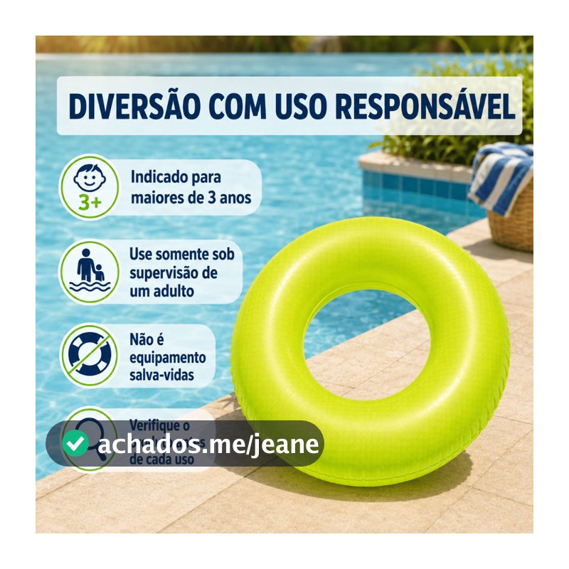 Boia Infantil Inflável Redonda de PVC 53 cm para Piscina – Rosa, Verde ou Azul