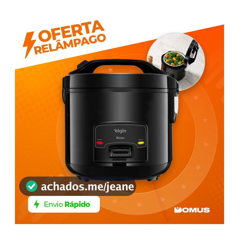 Panela Elétrica de Arroz 1 Litro Elgin Rizzo 5 Xícaras 400W Preta