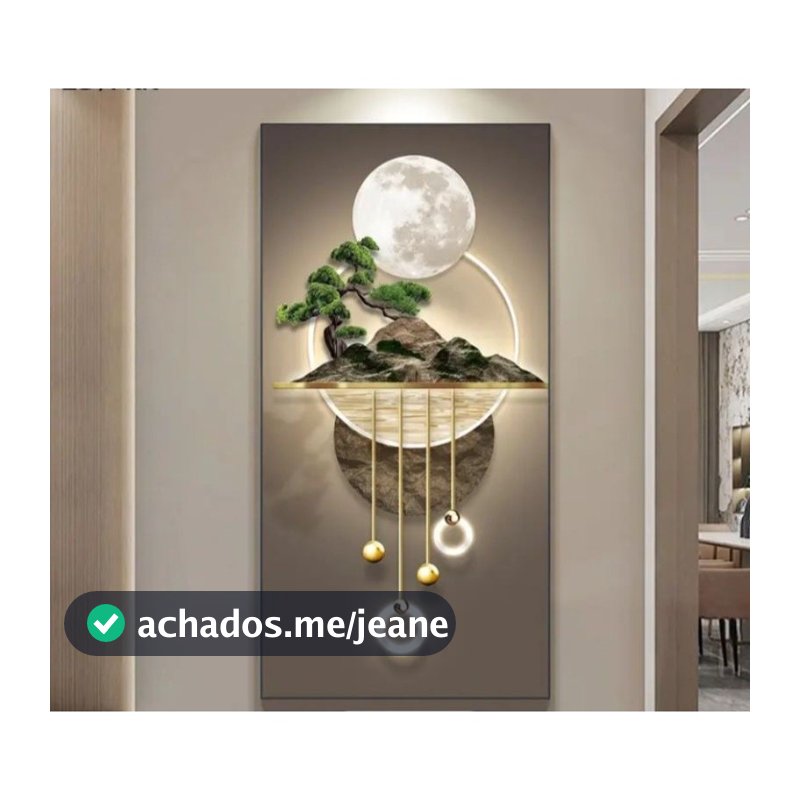 Quadro Decorativo Lua e Bonsai – 1 Peça – Arte Moderna e Elegante (sem led) NÃO É LUMINÁRIA