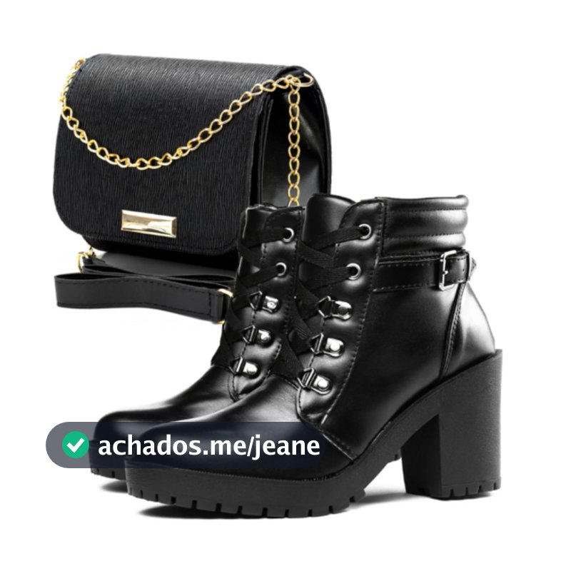 Bota Coturno Feminina com Bolsa brinde Salto Baixo Salto Macio e Confortável