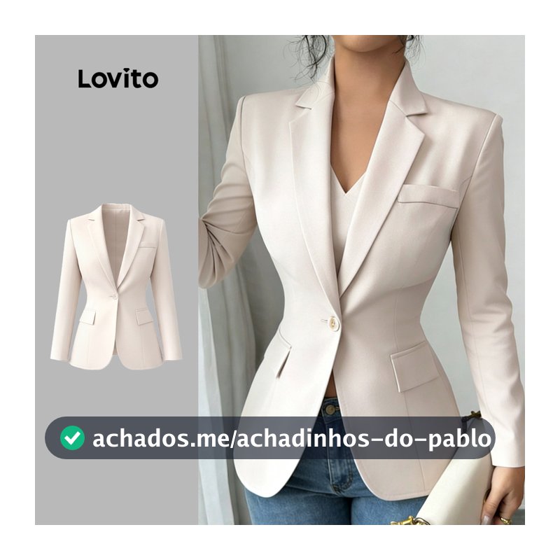 Lovito Elegante Blazer Feminino com Botões Frontais para Primavera/verão Cor caqui LK6LD262